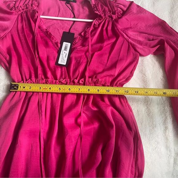 Kobi Halperin Dress Karina Womens Pink Ruffled Below Knee V-Neck Midi Sz XS NWT - Picture 3 of 10